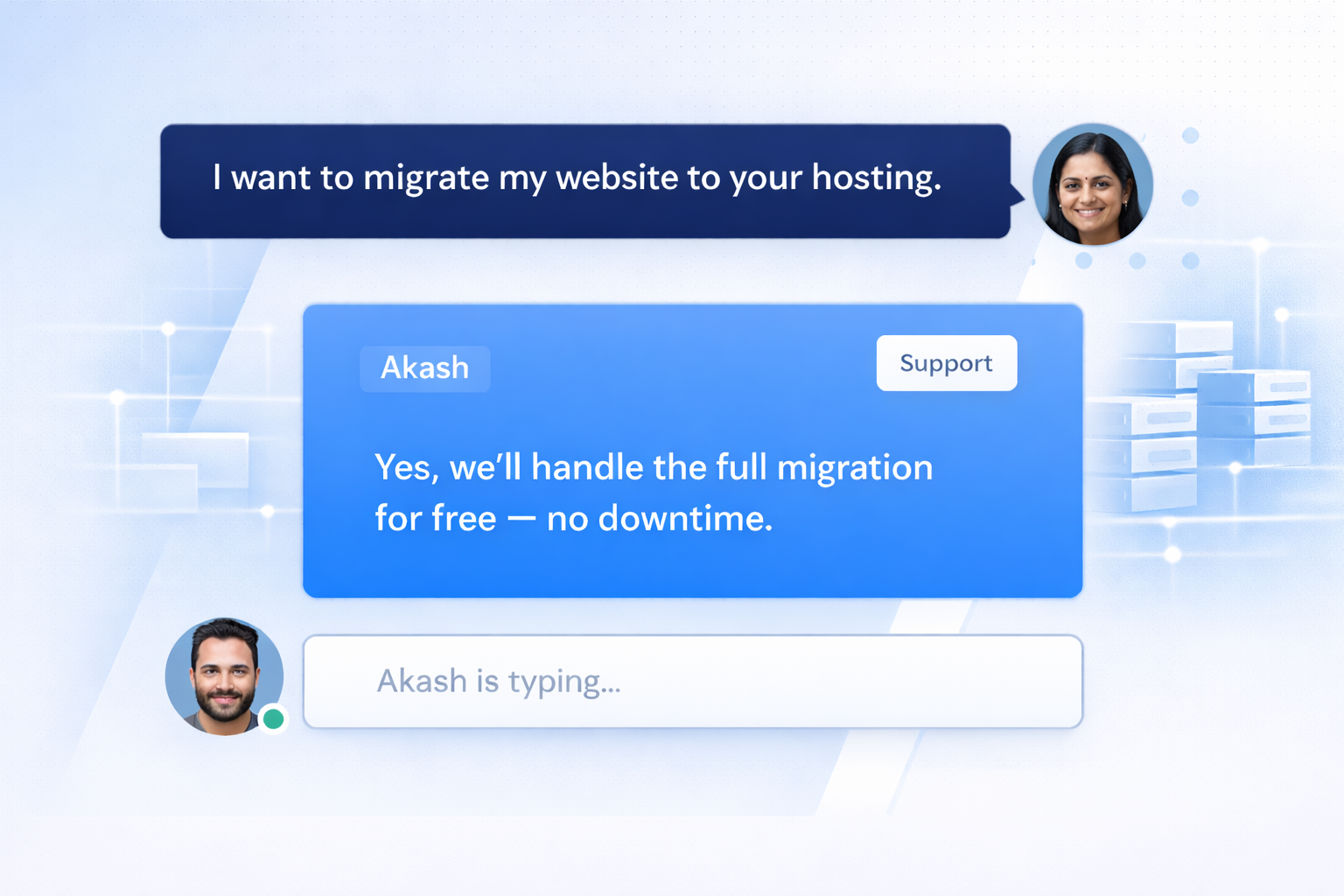 Customer support conversation preview